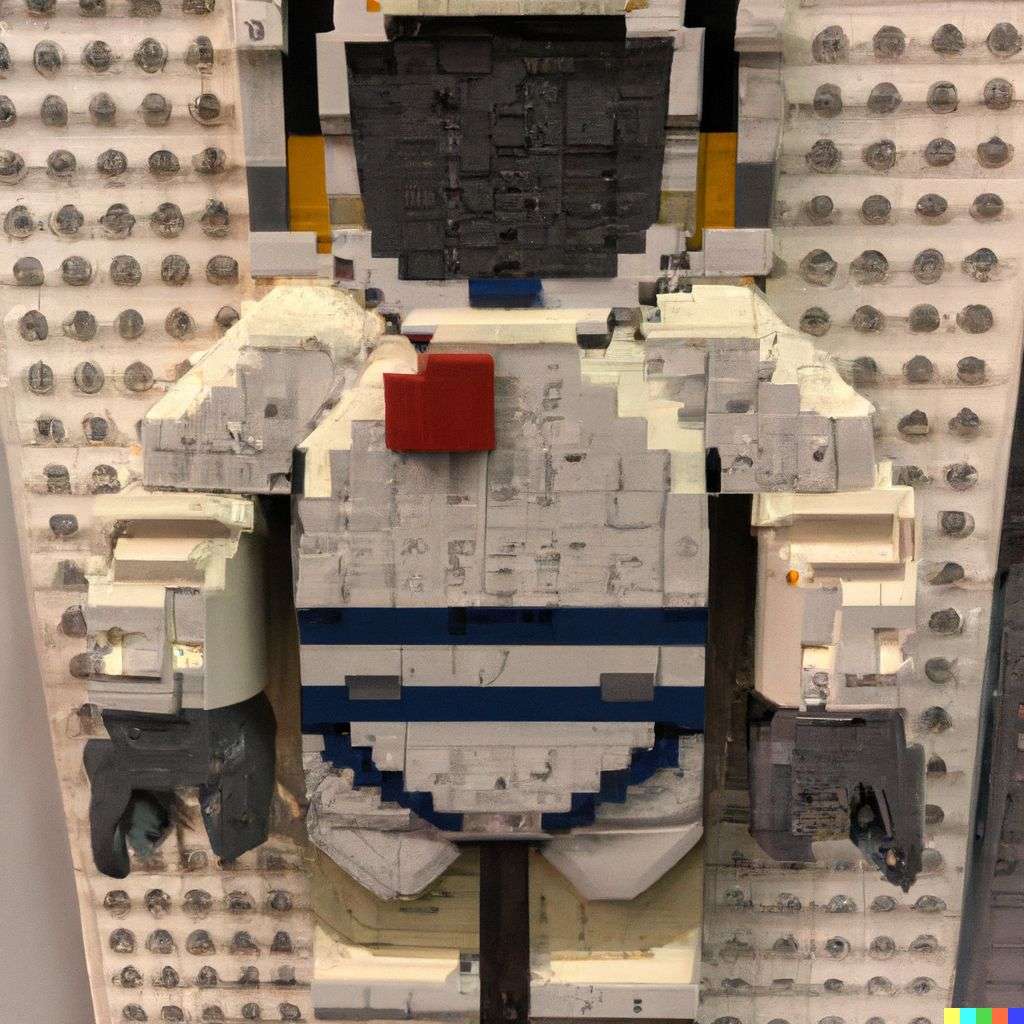 an astronaut, made from LEGO bricks
